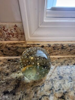 Crystal Glass Controlled Bubbles 2.75x2.75 In. Ball Shaped Paperweight